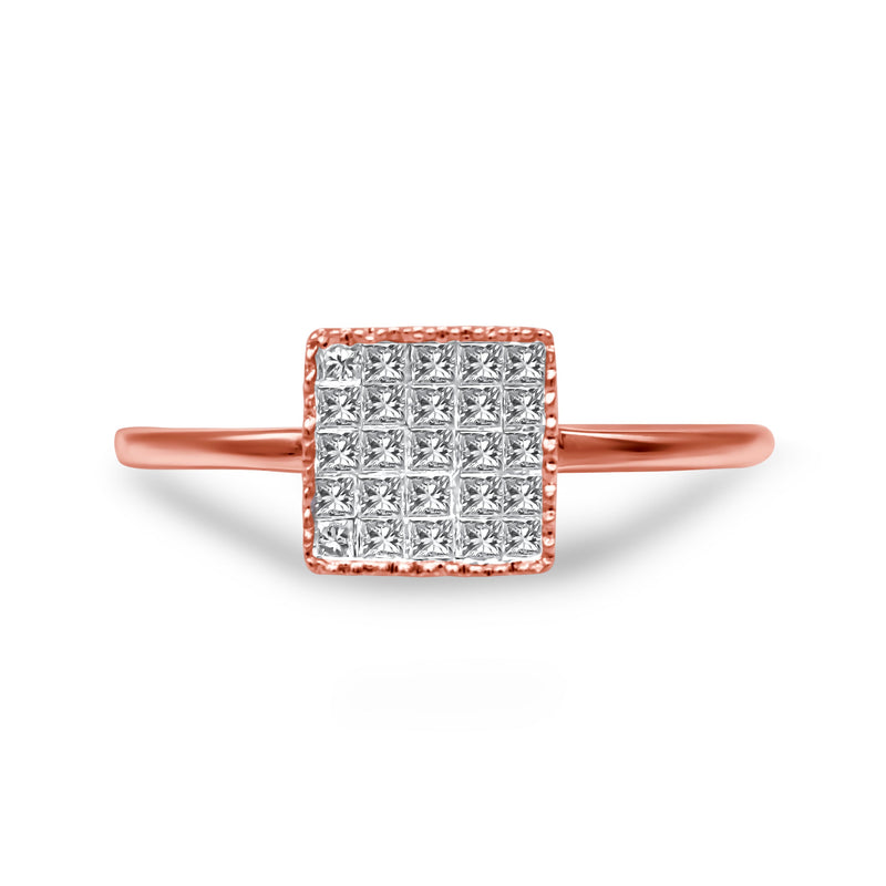 Bids.com 10K Rose Gold 1/3 Cttw Invisible Set Princess Cut Diamond Composite Square Shape Ring for Women (H-I color, I1-I2 clarity) - Size 7 Rings White Smoke 5 / Rose.Gold,8 / Rose.Gold,6 / Rose.Gold,9 / Rose.Gold,7 / Rose.Gold