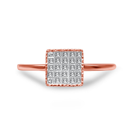 Bids.com 10K Rose Gold 1/3 Cttw Invisible Set Princess Cut Diamond Composite Square Shape Ring for Women (H-I color, I1-I2 clarity) - Size 7 Rings White Smoke 5 / Rose.Gold,8 / Rose.Gold,6 / Rose.Gold,9 / Rose.Gold,7 / Rose.Gold