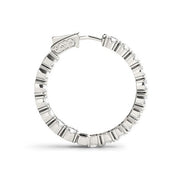 Bids.com 14k White Gold Two Sided Prong Set Diamond Hoop Earrings (3 1/2 cttw) Earrings White Smoke White Gold