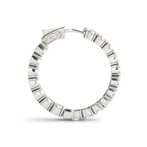 Bids.com 14k White Gold Two Sided Prong Set Diamond Hoop Earrings (3 1/2 cttw) Earrings White Smoke White Gold
