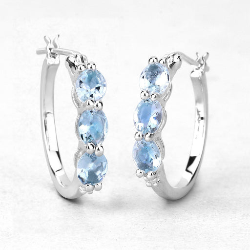 Bids.com 1.75 Carat Genuine Aquamarine and White Diamond .925 Sterling Silver Earrings Earrings White Smoke