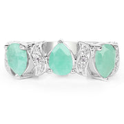 Bids.com 1.87 Carat Genuine Emerald and White Topaz .925 Sterling Silver Ring Rings White Smoke size 6.00,size 6.50,size 8.00,size 7.00