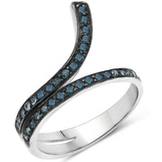 Bids.com 0.46 Carat Genuine Blue Diamond .925 Sterling Silver Ring Rings White Smoke size 7.00,size 6.00,size 8.00,size 9.00,size 5.00