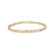Bids.com 10k Yellow Gold 1/3 Cttw Diamond 3 Stone and X-Link Bracelet (I-J Color, I1-I2 Clarity) - 7.50" Inches Bracelets White Smoke Yellow.Gold / 7.5