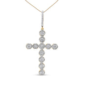Bids.com 10K Yellow Gold 5/8 Cttw Miracle Set Round Diamond Circle Link Cross Men's Pendant Necklace Necklaces White Smoke Yellow.Gold / 22