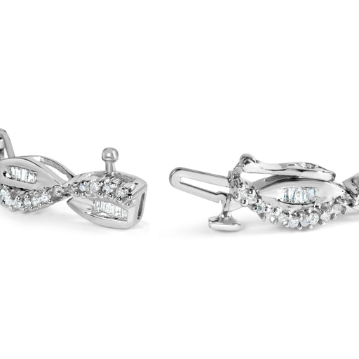 Bids.com 14K White Gold 2.00 Cttw Diamond Swirl and Pear Shape Link Bracelet (I-J Color, I2-I3 Clarity) - 7" Bracelets White Smoke White.Gold / 7