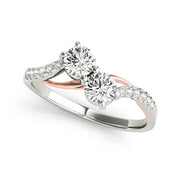 Bids.com Two Stone Diamond Ring with Curved Band in 14k White And Rose Gold (5/8 cttw) Rings White Smoke 3 / White & Rose Gold,3.5 / White & Rose Gold,4 / White & Rose Gold,4.5 / White & Rose Gold,5 / White & Rose Gold,5.5 / White & Rose Gold,6 / White & Rose Gold,6.5 / White & Rose Gold,7 / White & Rose Gold,7.5 / White & Rose Gold,8 / White & Rose Gold,8.5