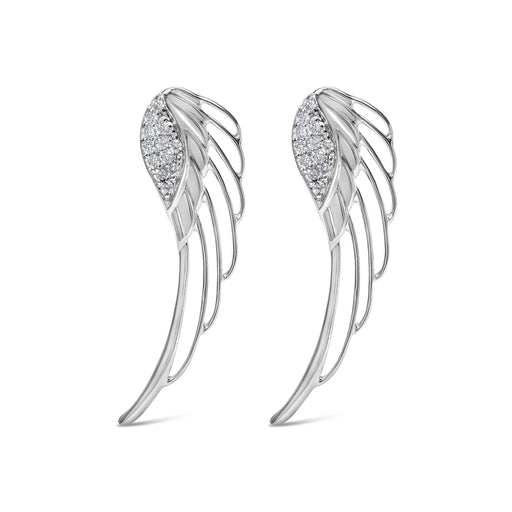 Bids.com 14K White Gold 1/4 Cttw Lab Grown Diamond Angel Wing Stud Earrings (F-G Color, VS1-VS2 Clarity) Earrings White Smoke White.Gold / 0.24