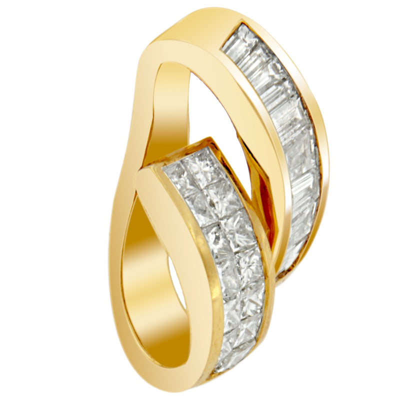 Bids.com 14K Yellow Gold 1 5/8 cttw Princess and Baguette Cut Diamond Fashion Pendant Necklace (G-H, VS2-SI1) Necklaces White Smoke Yellow.Gold / 18