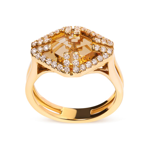Bids.com 14K Yellow Gold Marquise-Cut Yellow Citrine and 1/3 Cttw Diamond Halo Cocktail Ring (G-H Color, SI1-SI2 Clarity) - Size 7 Rings White Smoke 7 / Yellow.Gold