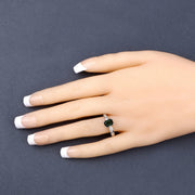 Bids.com 1.19 Carat Genuine Green Tourmaline and White Diamond 14K White Gold Ring Rings Dim Gray size 6.00,size 7.00,size 8.00,size 9.00
