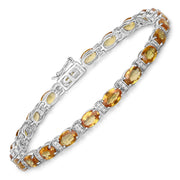 Bids.com 16.73 Carat Genuine Orange Sapphire and White Diamond 14K White Gold Bracelet Bracelets White Smoke size 7.00