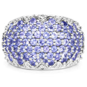 Bids.com 3.01 Carat Genuine Tanzanite and White Diamond .925 Sterling Silver Ring Rings White Smoke size 7.00,size 6.00,size 8.00,size 9.00,size 10.00