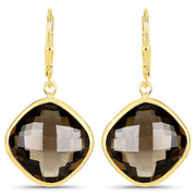Bids.com 21.40 Carat Genuine Smoky Quartz .925 Sterling Silver Earrings Earrings White Smoke