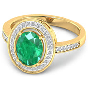 Bids.com 1.87 Carat Genuine Zambian Emerald and White Diamond 14K Yellow Gold Ring Rings White Smoke size 6.00,size 7.00,size 8.00,size 9.00,size 5.00