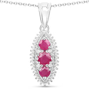 Bids.com 4.32 Carat Genuine Ruby and White Topaz .925 Sterling Silver 3 Piece Jewelry Set (Ring, Earrings, and Pendant w/ Chain) Jewelry Sets White Smoke size 7.00,size 6.00,size 8.00,size 5.00,size 9.00