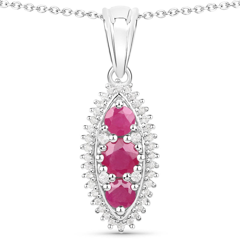 Bids.com 4.32 Carat Genuine Ruby and White Topaz .925 Sterling Silver 3 Piece Jewelry Set (Ring, Earrings, and Pendant w/ Chain) Jewelry Sets White Smoke size 7.00,size 6.00,size 8.00,size 5.00,size 9.00