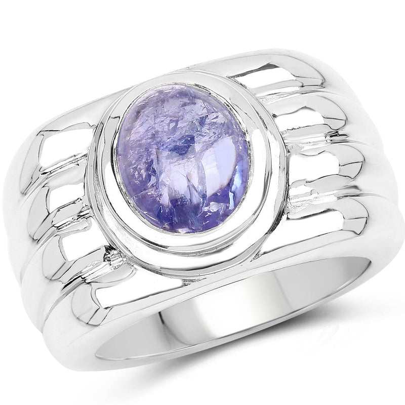 Bids.com 3.55 Carat Genuine Tanzanite .925 Sterling Silver Ring Rings White Smoke size 7.00,size 6.00,size 8.00,size 9.00