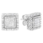 Bids.com 10K White Gold 1/2 cttw Invisible Set Princess-Cut Diamond Square Stud Earring (I-J Color, I1-I2 Clarity) Earrings Light Gray White.Gold / 0.5