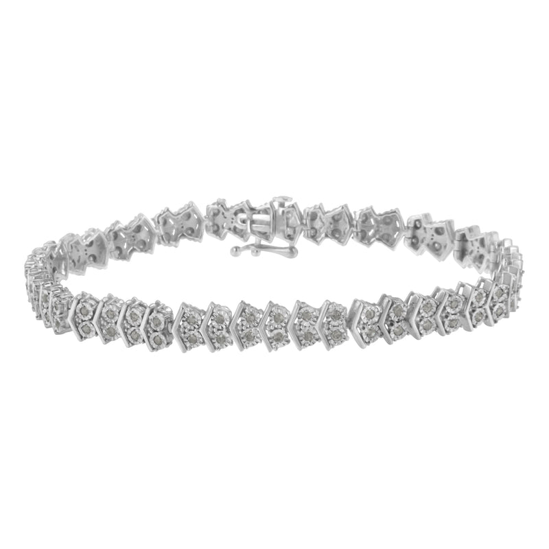 Bids.com .925 Sterling Silver 1.0 cttw Diamond "Arrow" Shape Tennis Link Bracelet (I-J Color, I3 Clarity) -7.25" Bracelets White Smoke White.Sterling Silver / 7.25