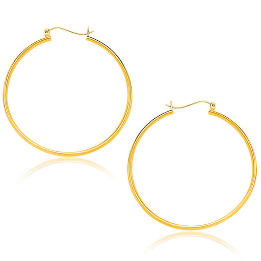 Bids.com 14k Yellow Gold Polished Hoop Earrings (40mm) Earrings White Smoke Yellow Gold