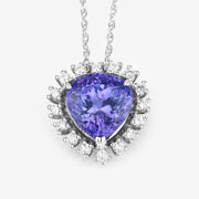 Bids.com 3.25 Carat Genuine Tanzanite and White Diamond 14K White Gold Pendant Pendants White Smoke