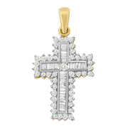 Bids.com 14K Yellow Gold 2.0 Cttw Multi-Row Diamond Cross Pendant Necklace Necklaces White Smoke Yellow.Gold / 18
