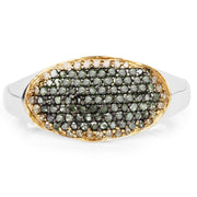 Bids.com 0.45 Carat Genuine Green Diamond and Yellow Diamond .925 Sterling Silver Ring Rings White Smoke size 6.00,size 7.00,size 8.00,size 9.00