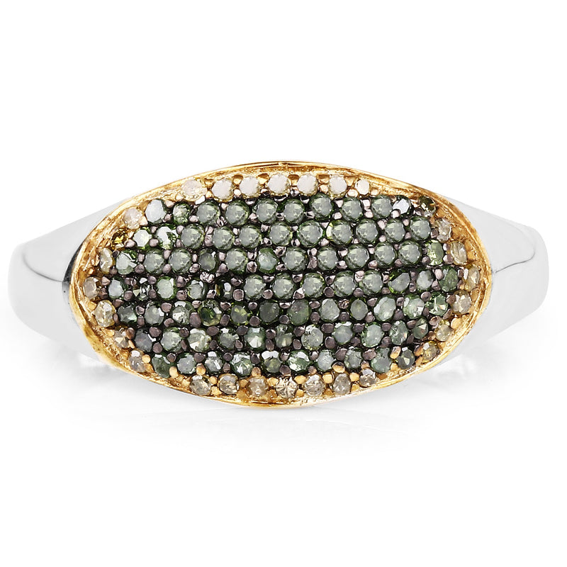 Bids.com 0.45 Carat Genuine Green Diamond and Yellow Diamond .925 Sterling Silver Ring Rings White Smoke size 6.00,size 7.00,size 8.00,size 9.00