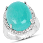 Bids.com 15.09 Carat Genuine Amazanite And White Topaz .925 Sterling Silver Ring Rings White Smoke size 6.00,size 7.00,size 8.00,size 9.00,size 5.00
