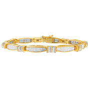 Bids.com 14K Yellow Gold Princess and Baguette Cut Diamond Beaded Bracelet (3.00 cttw, H-I Color, SI1-SI2 Clarity) Bracelets White Smoke Yellow.Gold / 7