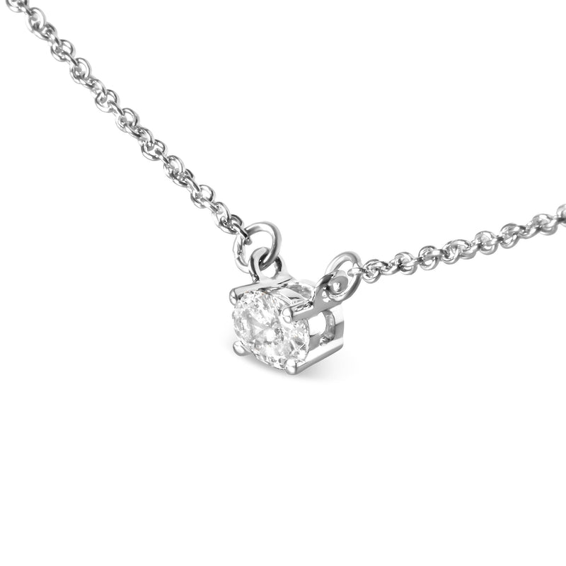 Bids.com 14K White Gold 1/4 Cttw Lab Grown Oval Solitaire Diamond East West 18" Pendant Necklace (G-H Color, VS2-SI1 Clarity) Necklaces White Smoke White.Gold / 18