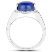 Bids.com 5.52 Carat Genuine Lapis and White Zircon .925 Sterling Silver Ring Rings White Smoke size 7.00,size 6.00,size 8.00