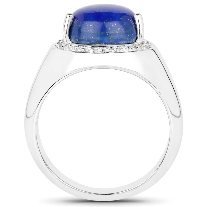 Bids.com 5.52 Carat Genuine Lapis and White Zircon .925 Sterling Silver Ring Rings White Smoke size 7.00,size 6.00,size 8.00