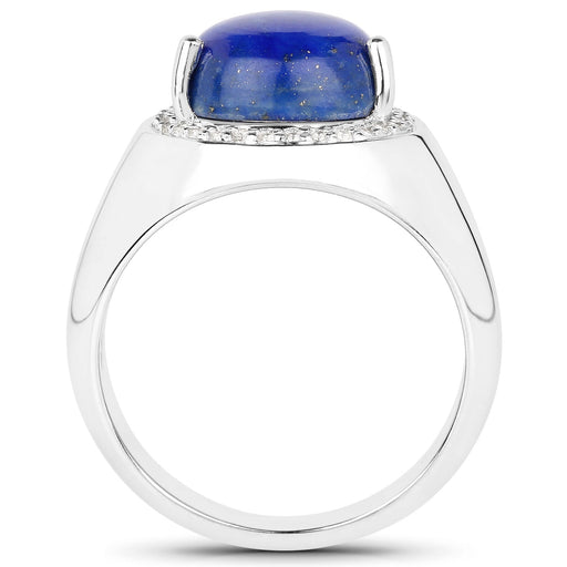 Bids.com 5.52 Carat Genuine Lapis and White Zircon .925 Sterling Silver Ring Rings White Smoke size 7.00,size 6.00,size 8.00