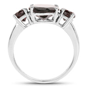 Bids.com 5.01 Carat Genuine Garnet .925 Sterling Silver Ring Rings White Smoke size 5.00,size 10.00,size 6.00,size 7.00,size 8.00,size 9.00