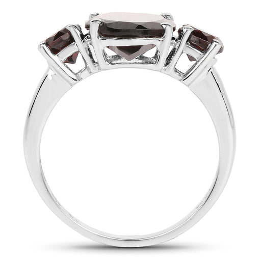 Bids.com 5.01 Carat Genuine Garnet .925 Sterling Silver Ring Rings White Smoke size 5.00,size 10.00,size 6.00,size 7.00,size 8.00,size 9.00