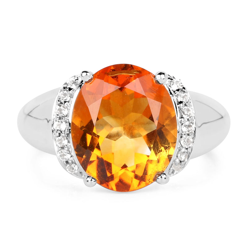 Bids.com 3.94 Carat Genuine Madeira Citrine & White Topaz .925 Sterling Silver Ring Rings White Smoke size 8.00,size 9.00,size 10.00,size 6.00,size 7.00,size 5.00
