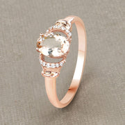 Bids.com 0.75 Carat Genuine Morganite and White Diamond 14K Rose Gold Ring Rings Dark Gray size 7.00,size 5.00,size 6.00,size 8.00,size 9.00,size 7.50