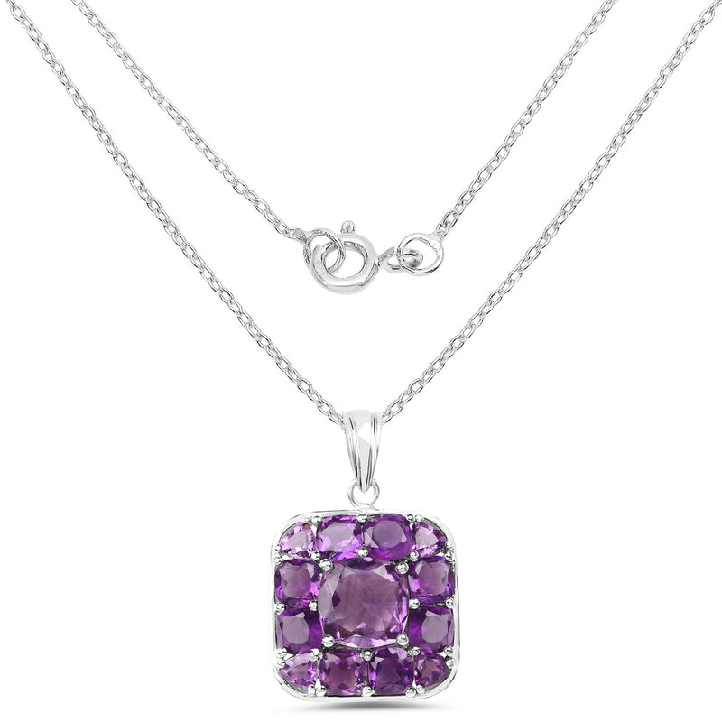 Bids.com 8.20 Carat Genuine Amethyst .925 Sterling Silver Pendant Pendants White Smoke