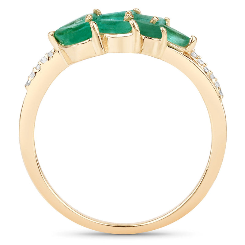Bids.com 0.68 Carat Genuine Zambian Emerald and White Diamond 14K Yellow Gold Ring Rings White Smoke size 7.00,size 6.00,size 8.00,size 5.00,size 9.00