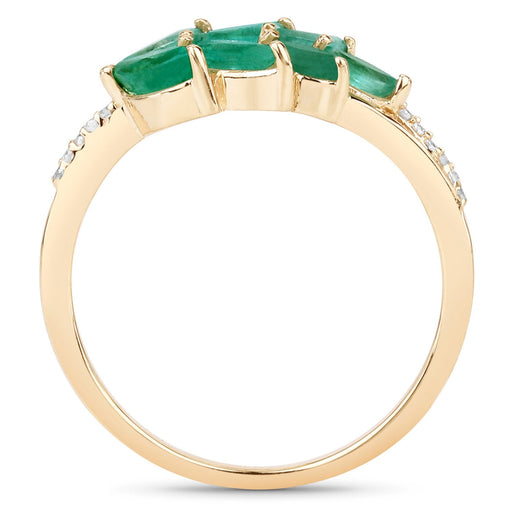 Bids.com 0.68 Carat Genuine Zambian Emerald and White Diamond 14K Yellow Gold Ring Rings White Smoke size 7.00,size 6.00,size 8.00,size 5.00,size 9.00