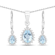 Bids.com 2.00 Carat Genuine Blue Topaz and White Topaz .925 Sterling Silver Jewelry Set Jewelry Sets White Smoke One,size 18.00,size 20.00