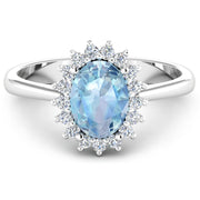 Bids.com 1.62 Carat Genuine Aquamarine and White Diamond 14K White Gold Ring Rings White Smoke size 6.00,size 7.00,size 8.00,size 9.00