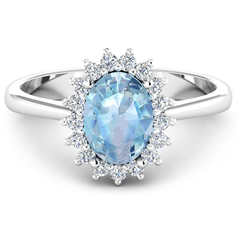 Bids.com 1.62 Carat Genuine Aquamarine and White Diamond 14K White Gold Ring Rings White Smoke size 6.00,size 7.00,size 8.00,size 9.00