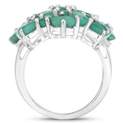 Bids.com 5.88 Carat Genuine Emerald .925 Sterling Silver Ring Rings White Smoke size 5.00,size 6.00,size 7.00,size 8.00,size 9.00