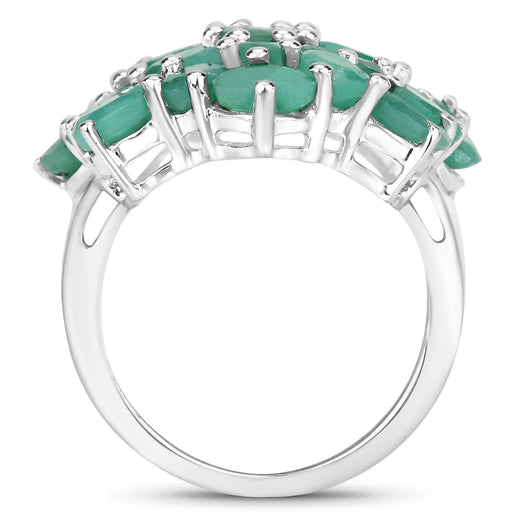 Bids.com 5.88 Carat Genuine Emerald .925 Sterling Silver Ring Rings White Smoke size 5.00,size 6.00,size 7.00,size 8.00,size 9.00