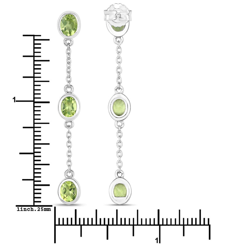 Bids.com 2.10 Carat Genuine Peridot .925 Sterling Silver Earrings Earrings White Smoke