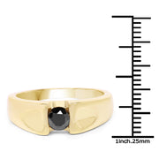 Bids.com 14K Yellow Gold Plated 0.25 Carat Genuine Black Diamond .925 Sterling Silver Ring Rings White Smoke size 6.00,size 7.00,size 8.00,size 9.00,size 9.50