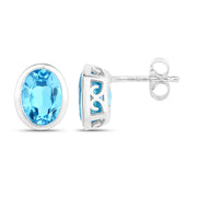 Bids.com 4.00 Carat Genuine Swiss Blue Topaz .925 Sterling Silver Earrings Earrings White Smoke